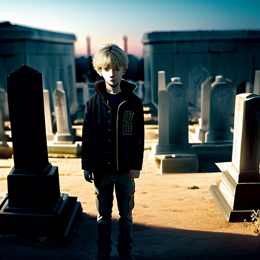 A panoramic view of Cole standing in the chilling intimacy of the cemetery at twilight, his eyes focused on a specific crypt surrounded by ancient symbols identical to those on the map.